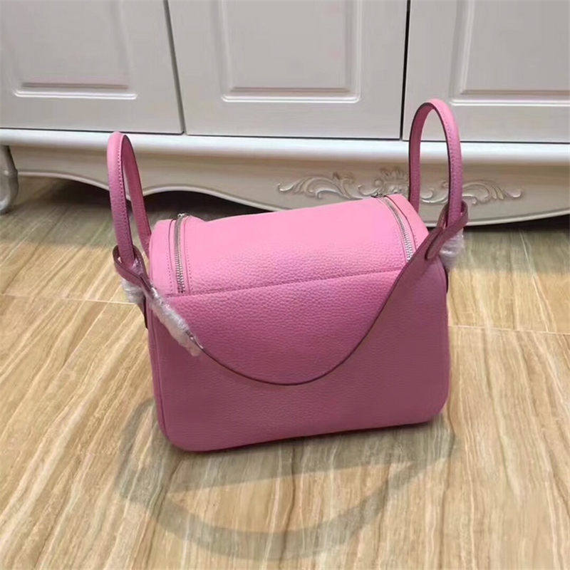 Hermes Lindy 26/30cm Bag Clemence Leather In Pink Silver-Metal High