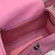 Hermes Lindy 26/30cm Bag Clemence Leather In Pink Silver-Metal High