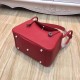 Hermes Lindy 26/30cm Bag Clemence Leather In Red Silver-Metal High