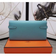 Hermes Kelly Classic Wallet Calfskin In Blue High