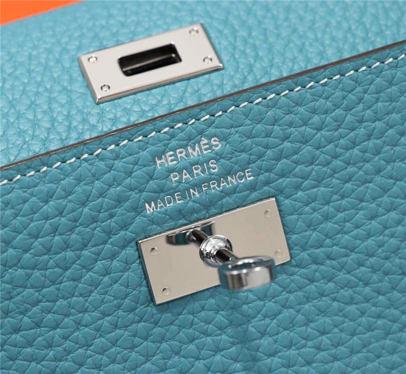 Hermes Kelly Classic Wallet Calfskin In Blue High