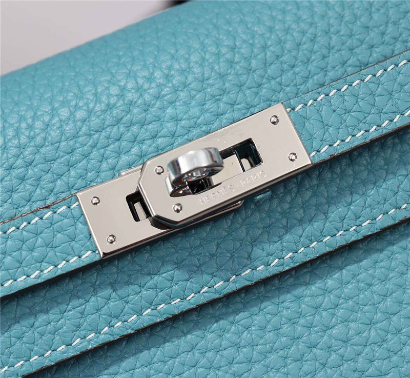 Hermes Kelly Classic Wallet Calfskin In Blue High