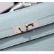 Hermes Kelly Classic Wallet Calfskin In Grey-Blue High