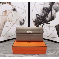 Hermes Kelly Classic Wallet Calfskin In Etoupe High