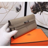 Hermes Kelly Classic Wallet Calfskin In Etoupe High