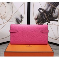 Hermes Kelly Classic Wallet Calfskin In Fuchsia High