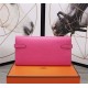 Hermes Kelly Classic Wallet Calfskin In Fuchsia High