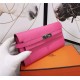 Hermes Kelly Classic Wallet Calfskin In Fuchsia High