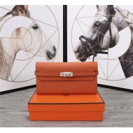 Hermes Kelly Classic Wallet Calfskin In Orange High