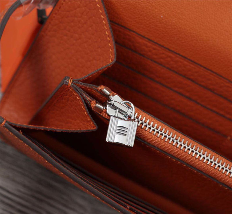 Hermes Kelly Classic Wallet Calfskin In Orange High