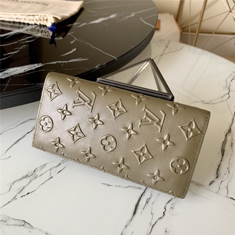 Louis Vuitton BRAZZA WALLET Monogram Seal cowhide leather Khaki M80503 High