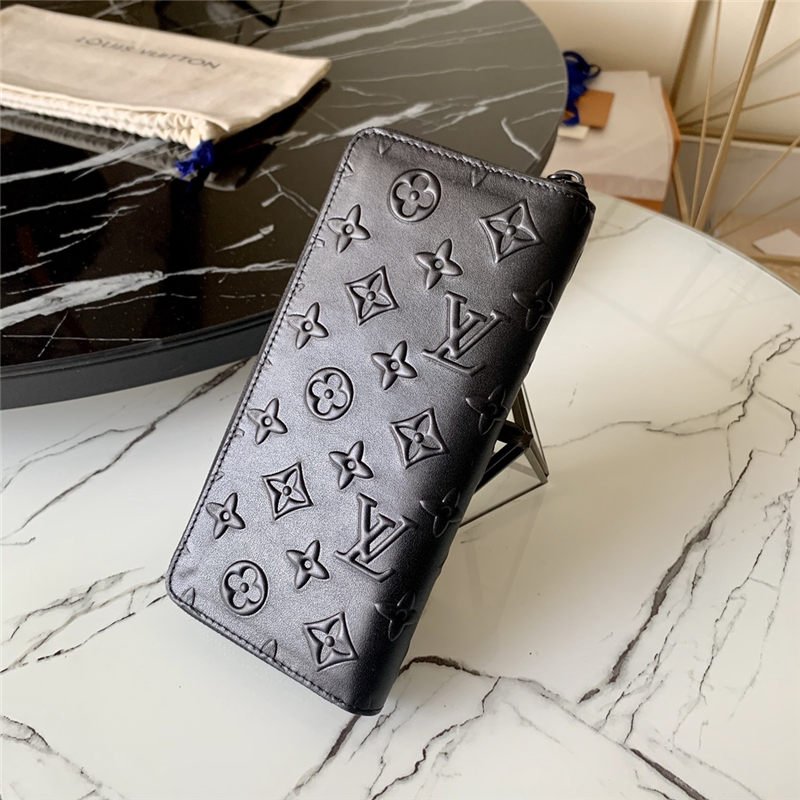 Louis Vuitton ZIPPY WALLET VERTICAL Monogram Seal cowhide leather Black M80505 High