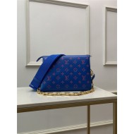 Louis Vuitton COUSSIN PM Monogram-embossed puffy lambskin Blue/Red M58626 High