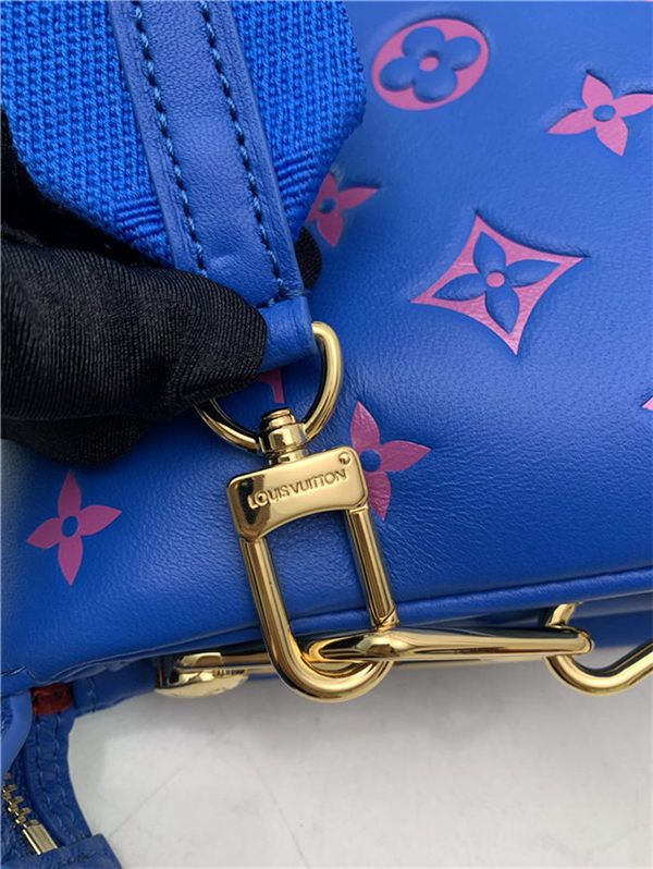 Louis Vuitton COUSSIN PM Monogram-embossed puffy lambskin Blue/Red M58626 High