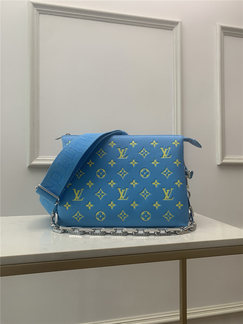 Louis Vuitton COUSSIN PM Monogram-embossed puffy lambskin Blue/Yellow M57790 High