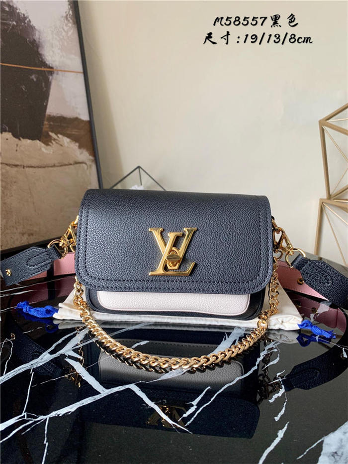 Louis Vuitton LOCKME TENDER Grained calf leather Black M58557 High