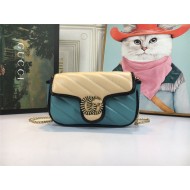 GG Marmont Super Mini Bag 476433 Butter/Blue Mid