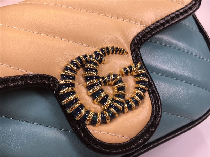 GG Marmont Super Mini Bag 476433 Butter/Blue Mid