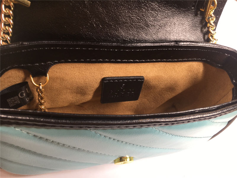 GG Marmont Super Mini Bag 476433 Butter/Blue Mid