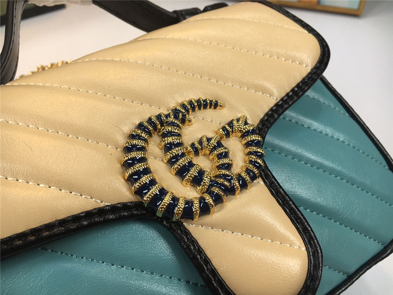 GG Marmont Mini Top Handle Bag Butter/Blue Mid