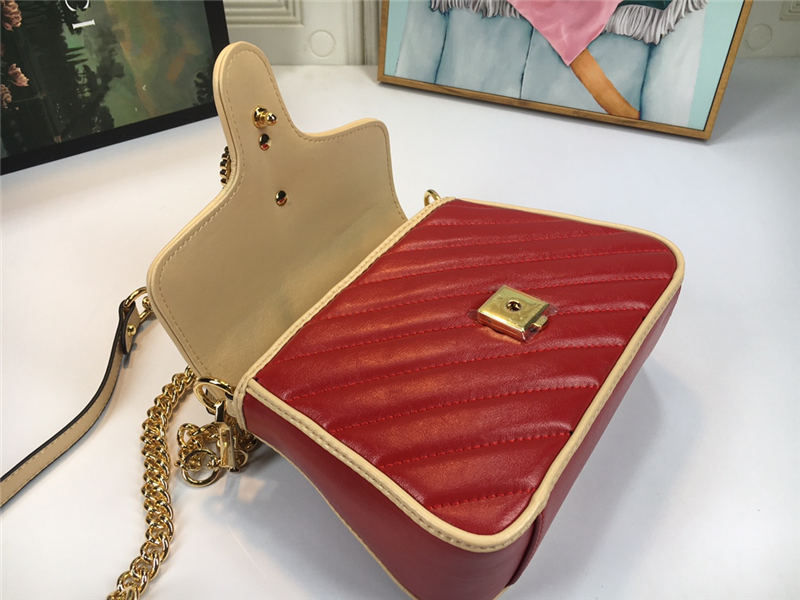 GG Marmont Mini Top Handle Bag Blue/Red Mid