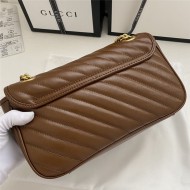 GG Marmont Small Shoulder Bag Brown Mid