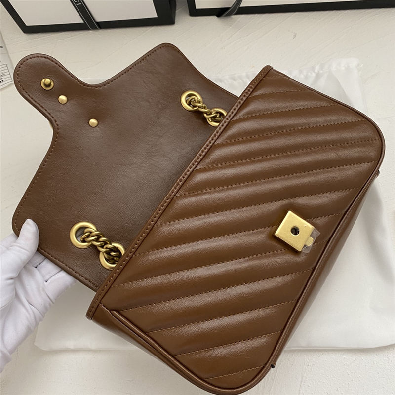 GG Marmont Small Shoulder Bag Brown Mid