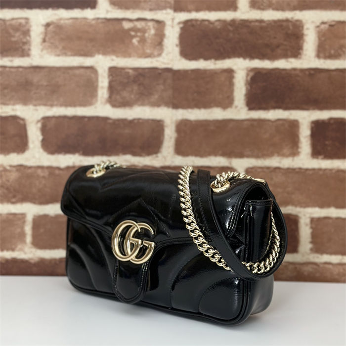 GG Marmont small matelassé shoulder bag Black Patent High