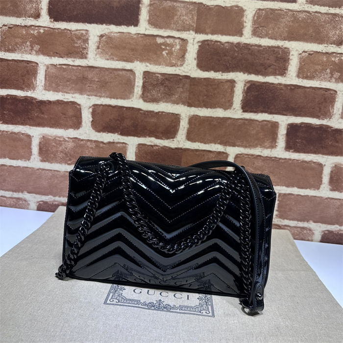 GG Marmont small matelassé shoulder bag Black Patent High