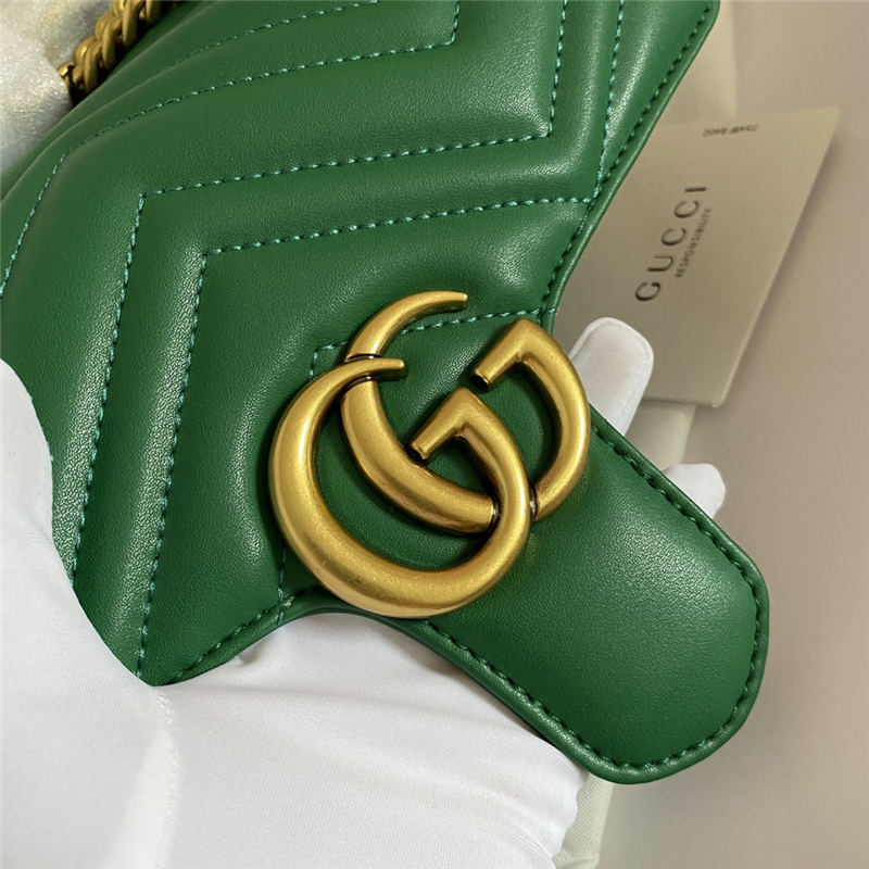 GG Marmont Small Shoulder Bag 443497 Green Mid