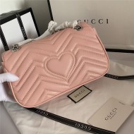 GG Marmont Small Shoulder Bag 443497 Pink Silver-Metal Mid