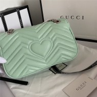 GG Marmont Small Shoulder Bag 443497 Lt-Green Silver-Metal Mid