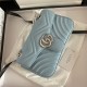 GG Marmont Small Shoulder Bag 443497 Sky Blue Silver-Metal Mid