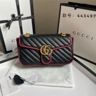 GG Marmont Small Shoulder Bag Black/Red Mid