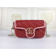 GG Marmont Super Mini Bag 476433 Red Mid