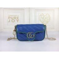 GG Marmont Super Mini Bag 476433 Blue Mid