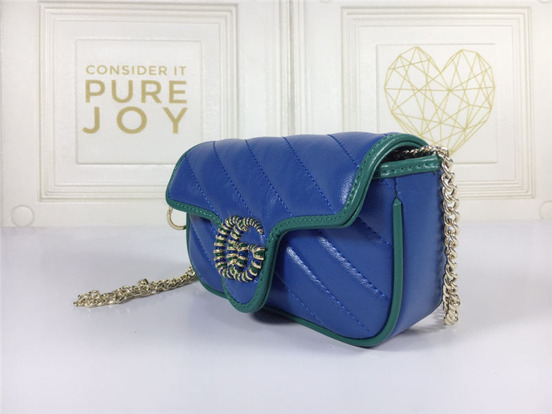 GG Marmont Super Mini Bag 476433 Blue Mid