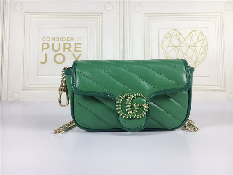 GG Marmont Super Mini Bag 476433 Green Mid