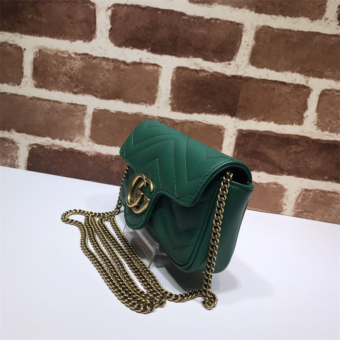 GG MARMONT MATELASSÉ SUPER MINI BAG 476433 Dark Green High