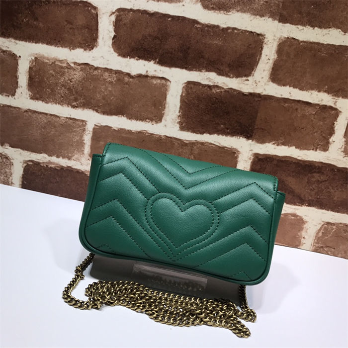 GG MARMONT MATELASSÉ SUPER MINI BAG 476433 Dark Green High