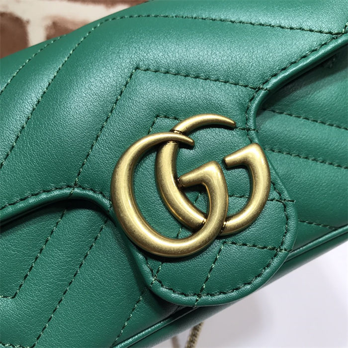 GG MARMONT MATELASSÉ SUPER MINI BAG 476433 Dark Green High