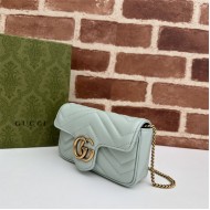 GG MARMONT MATELASSÉ SUPER MINI BAG 476433 Pale Green High