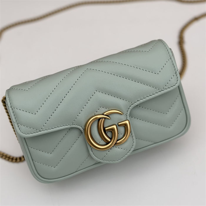 GG MARMONT MATELASSÉ SUPER MINI BAG 476433 Pale Green High