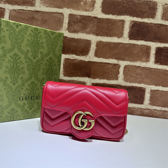 GG MARMONT MATELASSÉ SUPER MINI BAG 476433 Red-II High