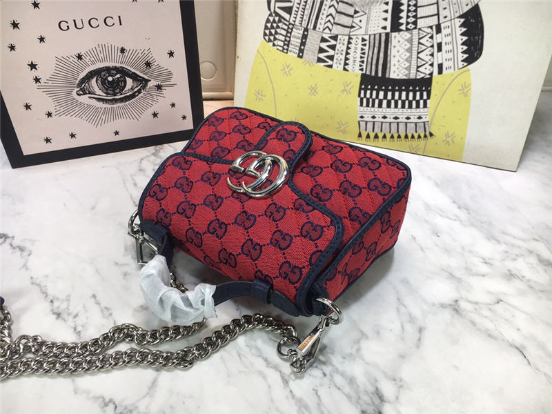 GG Marmont Multicolor Mini Top Handle Bag Red Mid