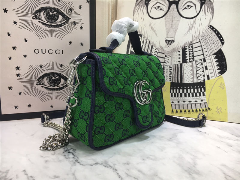 GG Marmont Multicolor Mini Top Handle Bag Green Mid