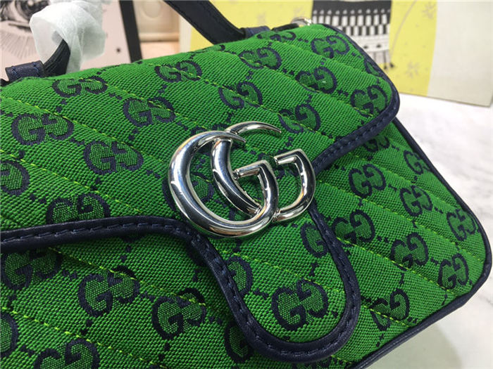 GG Marmont Multicolor Mini Top Handle Bag Green Mid