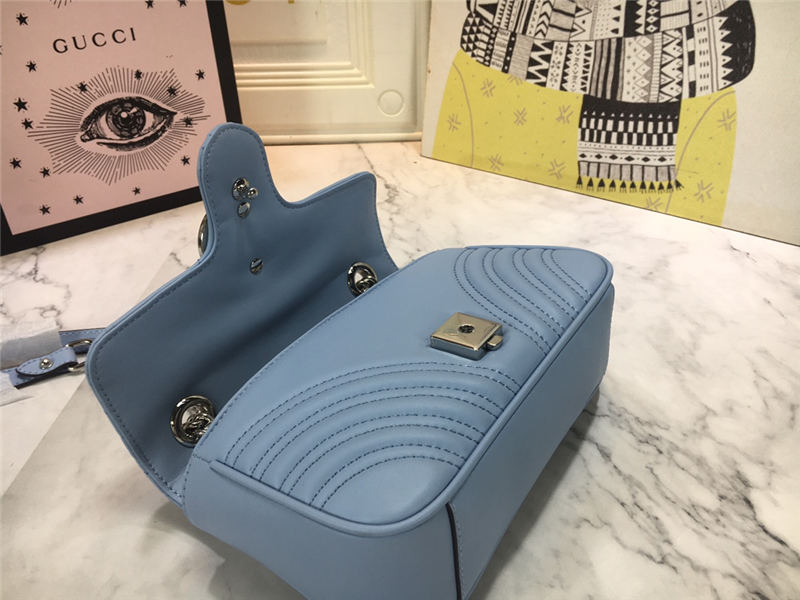 GG Marmont Mini Shoulder Bag Blue Mid