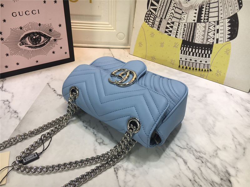 GG Marmont Mini Shoulder Bag Blue Mid