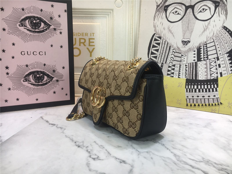 GG Marmont Mini Shoulder Original GG canvas Bag Black Mid